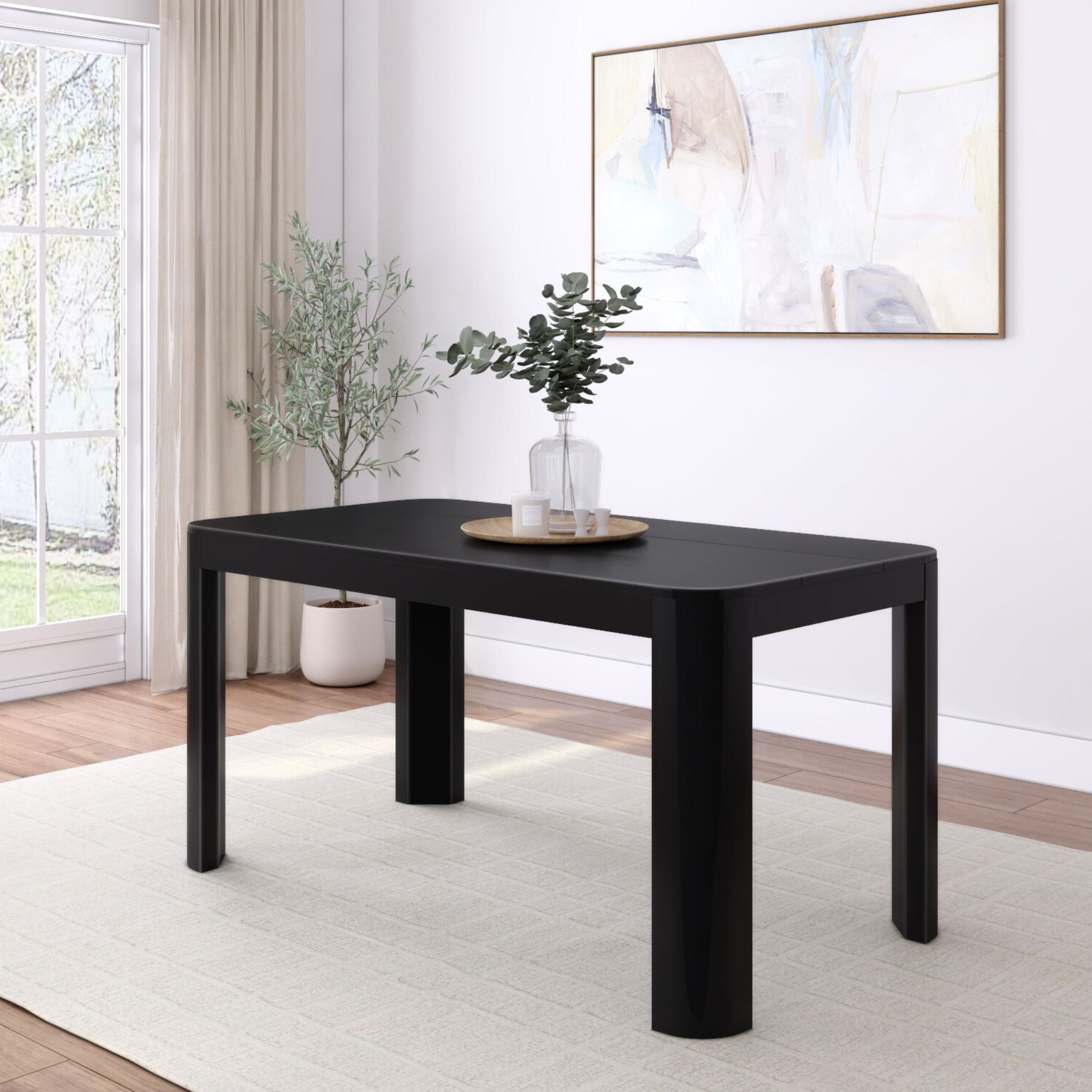Plank+Beam Contour Dining Table, 60 Inch Solid Wood Kitchen Table