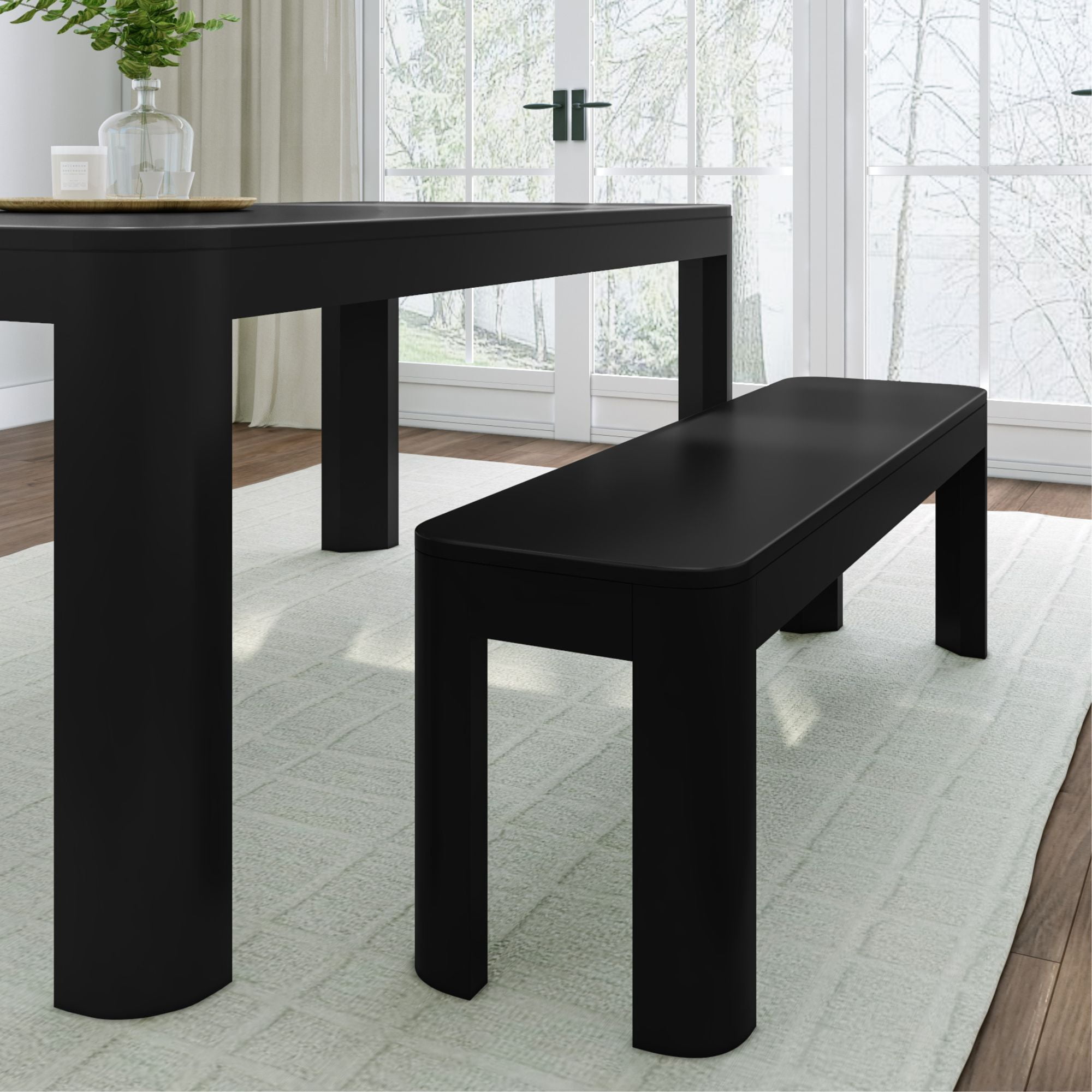 58 Inch Modern Rounded Edge Wooden Dining Bench in Sri Lanka Ubuy