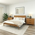 thumbnail image 1 of Plank+Beam Duo Solid Wood King Bed Frame with Panel Headboard , No Box Spring Needed, Pecan, 1 of 7