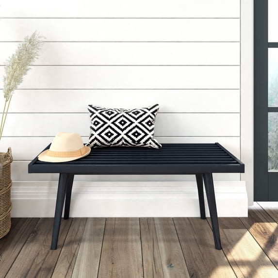 Plank+Beam Entryway Bench, Wooden End of Bed Bench for Bedroom, Hallway, Porch, 41.25”, Black