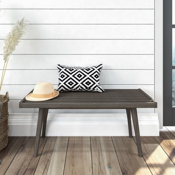 Plank+Beam Entryway Bench, Wooden End of Bed Bench for Bedroom, Hallway, Porch, 41.25”, Clay