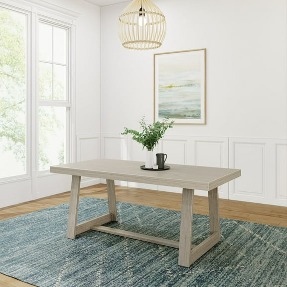 Plank+Beam Farmhouse 72" Dining Table, Solid Wood Rectangular Kitchen Table for 6 People