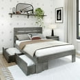 thumbnail image 1 of Plank+Beam Solid Wood Farmhouse Full Bed with Plank Headboard and Storage Drawers, Driftwood, 1 of 6