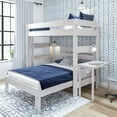 thumbnail image 1 of Plank+Beam Solid Wood Farmhouse Twin over Full L-Shaped Bunk Bed with Desk, White Wash, 1 of 6
