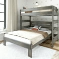 thumbnail image 1 of Plank+Beam Solid Wood Farmhouse Twin over Queen L-Shaped Bunk Bed Bed for Adults, Driftwood, 1 of 5