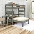 thumbnail image 1 of Plank+Beam Solid Wood Farmhouse Twin over Twin L-Shaped Bunk Bed Bed with Desk, Driftwood, 1 of 5