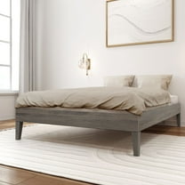 Plank Beam Full Size Bed Frame, Solid Wood Adults Platform Bed, No Box Spring Needed