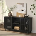 thumbnail image 1 of Plank+Beam Mid Century Modern Solid Wood Sideboard with 2 Doors and 6 Shelves, 59" TV Stand for Living Room, Black, 1 of 13