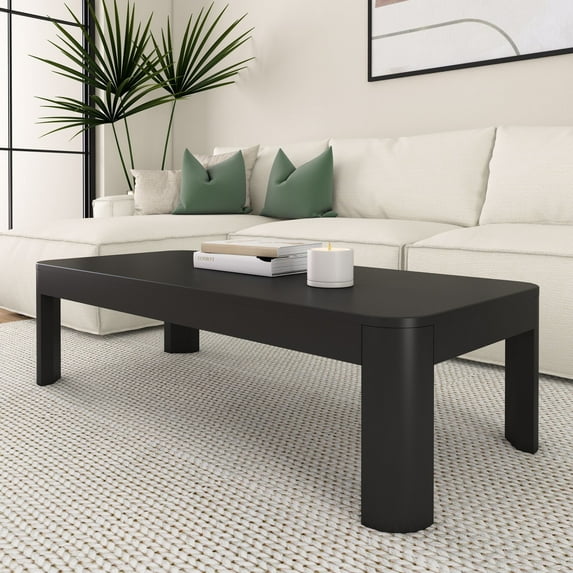 Plank+Beam Modern 54" Coffee Table, Rectangle Table for Living Room, Black