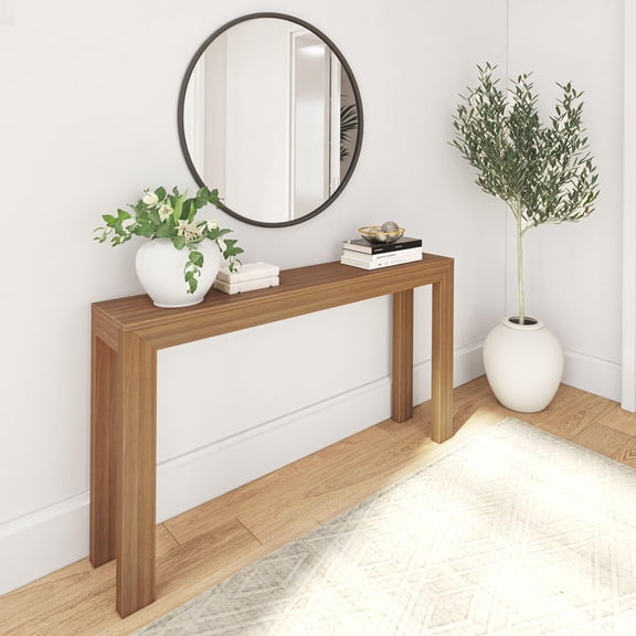 Plank+Beam Modern Console Table, 56 Inch, Pecan, Sizes 46 Inch-56 Inch