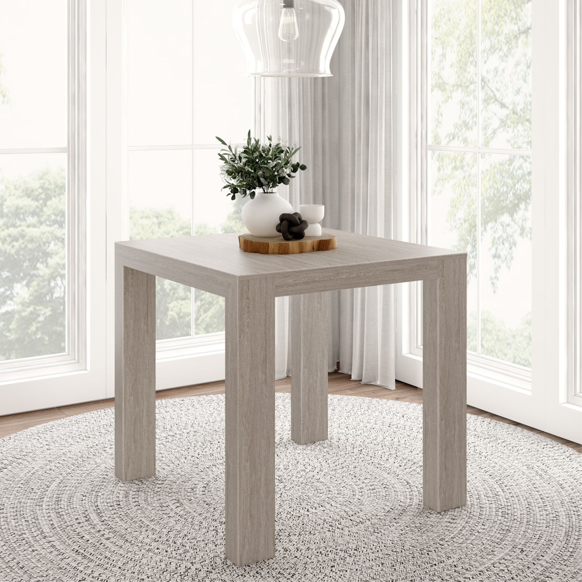 Seashell Wirebrush Solid Pine Wood Square Counter Height Table