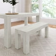 thumbnail image 1 of Plank+Beam Modern Dining Bench, Solid Wood Bench for Dining Table, 49", White Sand Wirebrush, 1 of 8