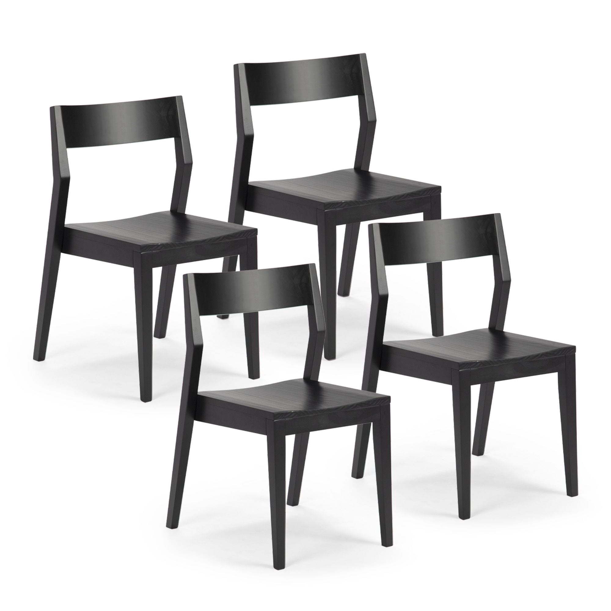 Plank+Beam Modern Solid Wood Dining Chair Pack of 4, Black - Walmart.com