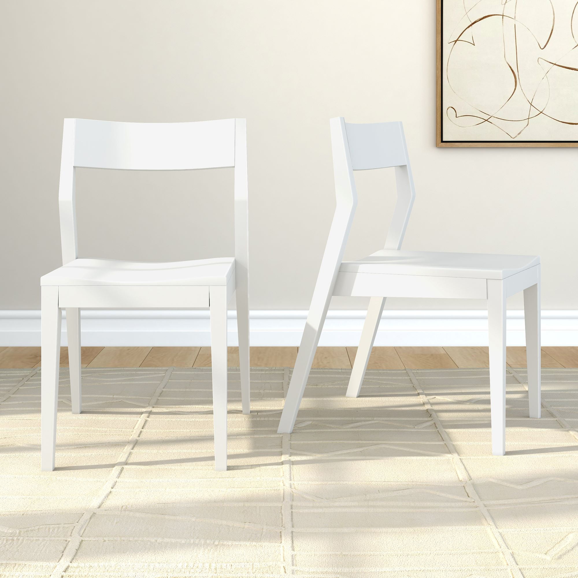 Plank+Beam Modern Dining Chair Set of 2, Solid Wood Chairs for Kitchen, Office, Living Room