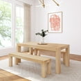 thumbnail image 1 of Plank+Beam Solid Wood Modern Dining Table Set with 2 Benches for 6, Blonde Wirebrush, 1 of 6