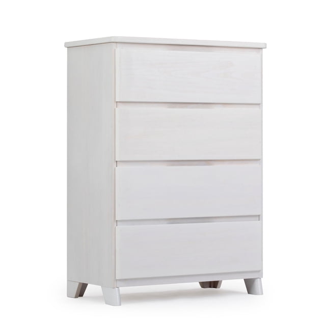 Plank+Beam Modern Farmhouse 4 Drawer Dresser Solid Wood, White Wash