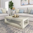 Plank+Beam 48" Modern Rectangular Coffee Table with Shelf, Solid Wood