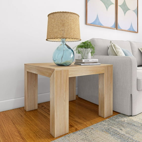Plank+Beam Modern Solid Wood Square Corner Table, 32" Side Table for Living Room, End Table