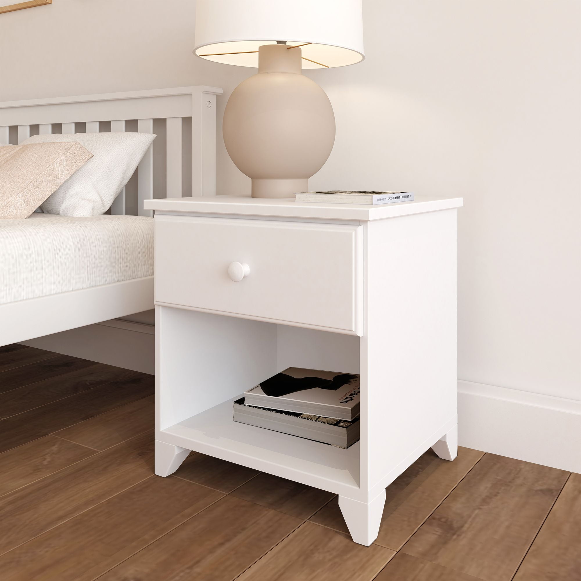 Plank+Beam Solid Wood Nightstand with 1 Drawer for Bedroom