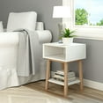 thumbnail image 1 of Plank+Beam Mid - Century Modern Nightstand with Cubby Shelf, Solid Wood Bedside Table for Bedroom, 1 of 6