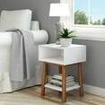 thumbnail image 1 of Plank+Beam Mid - Century Modern Nightstand with Cubby Shelf, Solid Wood Bedside Table for Bedroom, 1 of 5