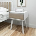 thumbnail image 1 of Plank+Beam Solid Wood Nightstand with Storage Drawer, Modern Small End Table, White/Blonde, 1 of 7