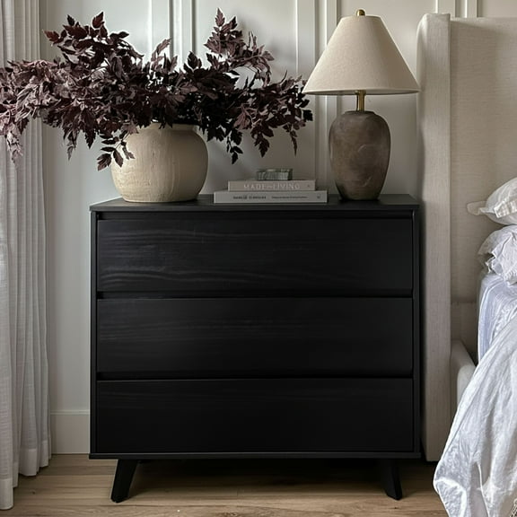 Plank+Beam Solid Wood Scandinavian 3-Drawer Dresser, Black