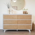 thumbnail image 1 of Plank+Beam Solid Wood Scandinavian 6-Drawer Dresser, White/Blonde, 1 of 9