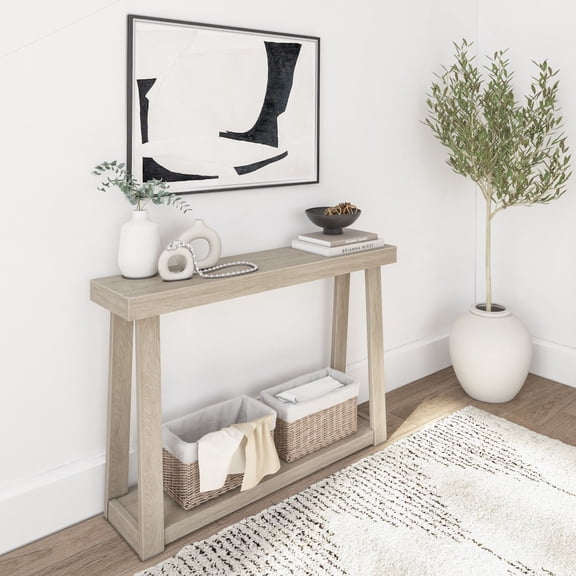Plank+Beam Solid Wood 46 " Console Table with Storage, Narrow Entryway Table, Living Room