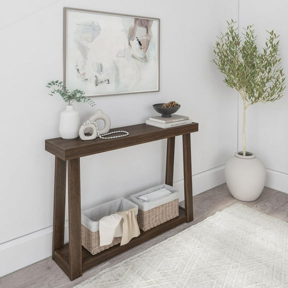 Plank+Beam Solid Wood 46 " Console Table with Storage, Narrow Entryway Table, Living Room