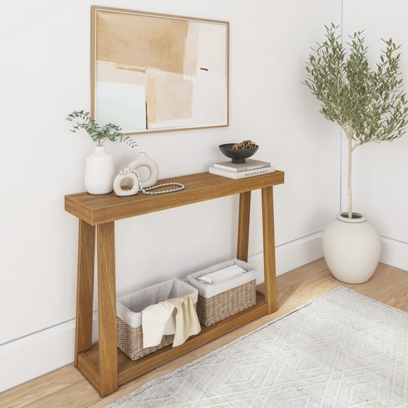 Plank+Beam Solid Wood 46 " Console Table with Storage, Narrow Entryway Table, Living Room