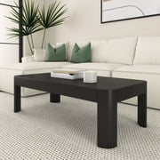 Plank+Beam Solid Wood 48 Modern Rectangular Coffee Table, Coffee Table for Living Room, Black