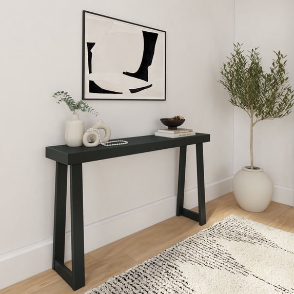 Plank+Beam Solid Wood 56" Console Table, Classic Entryway Table, Narrow Foyer Table