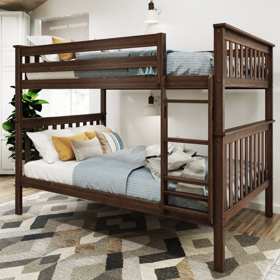 Plank+Beam Solid Wood Classic Full over Full Bunk Bed Bed, Walnut