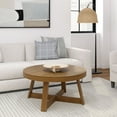 thumbnail image 1 of Plank+Beam Classic Solid Wood Round Coffee Table, 36" Farmhouse Table for Living Room, 1 of 8