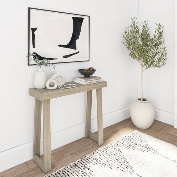 Plank+Beam 36” Solid Wood Console Table, Classic Farmhouse Style Sofa Table, Narrow Entryway Table for Hallway, Seashell
