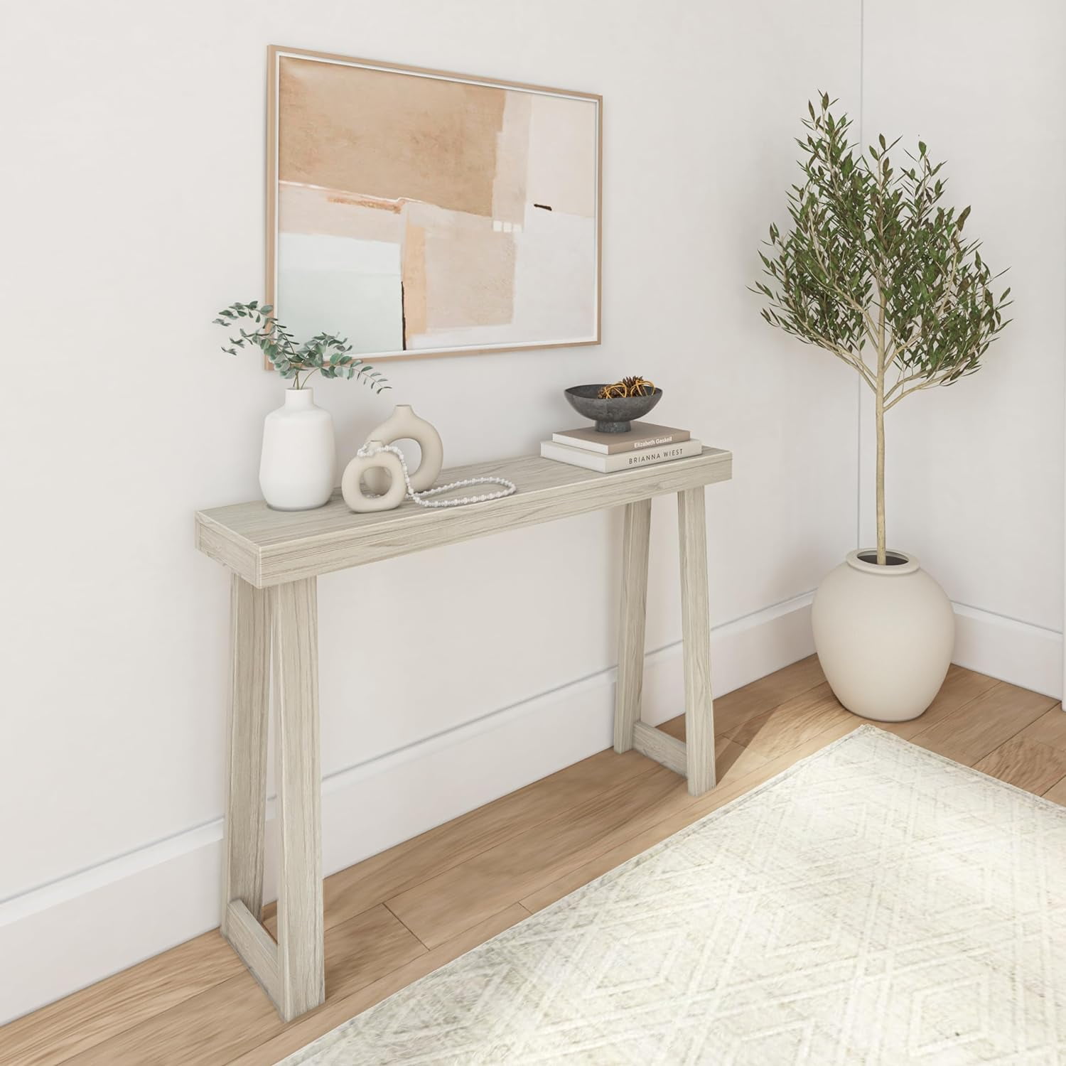 Plank+Beam Solid Wood Console Table, 46 Inch, Sofa Table, Narrow ...