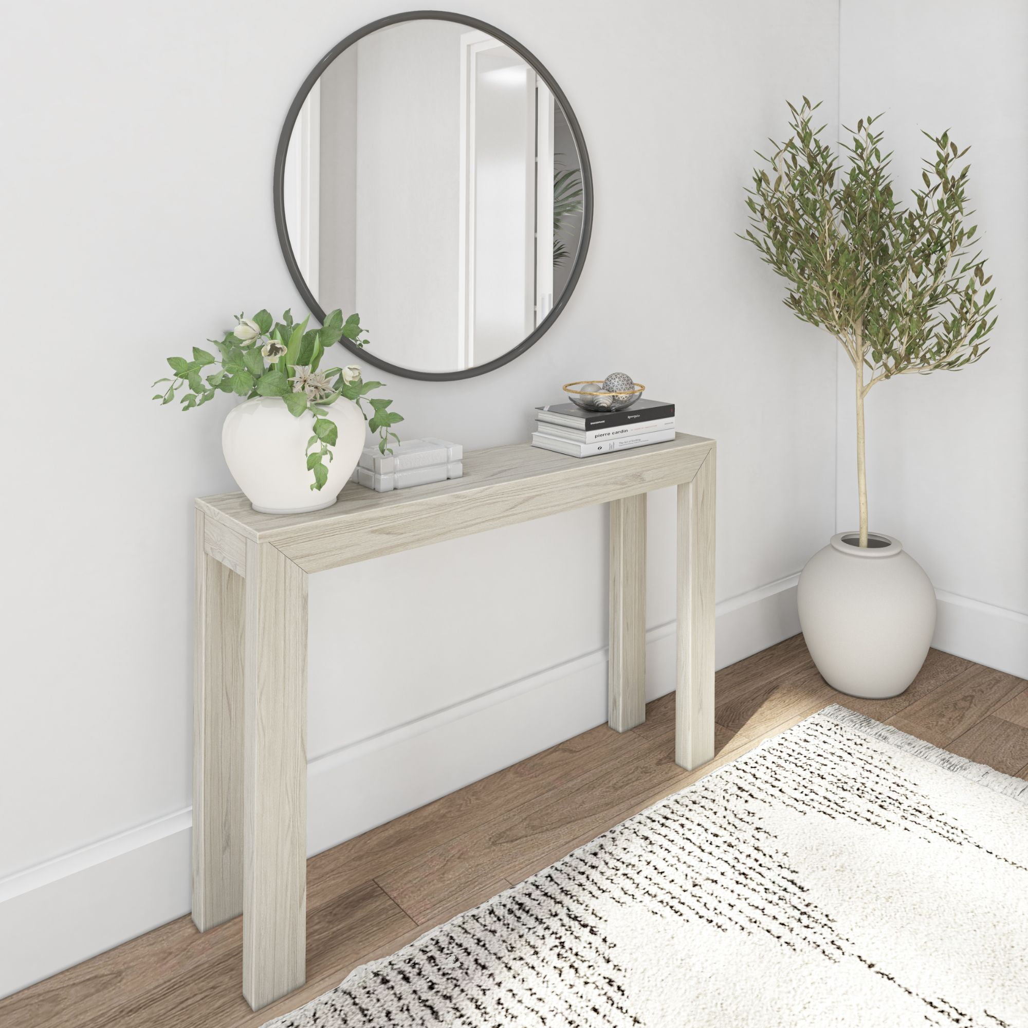 Plank Beam Solid Wood Console Table Narrow Entryway Table Behind The Couch 46.25