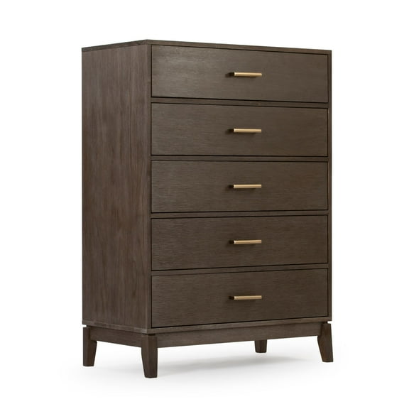 Plank+Beam Solid Wood Contemporary 5-Drawer Dresser, Clay