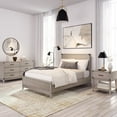 thumbnail image 1 of Plank+Beam Solid Wood Contemporary  Full Size Platform Bed, Seashell Wirebrush, 1 of 7