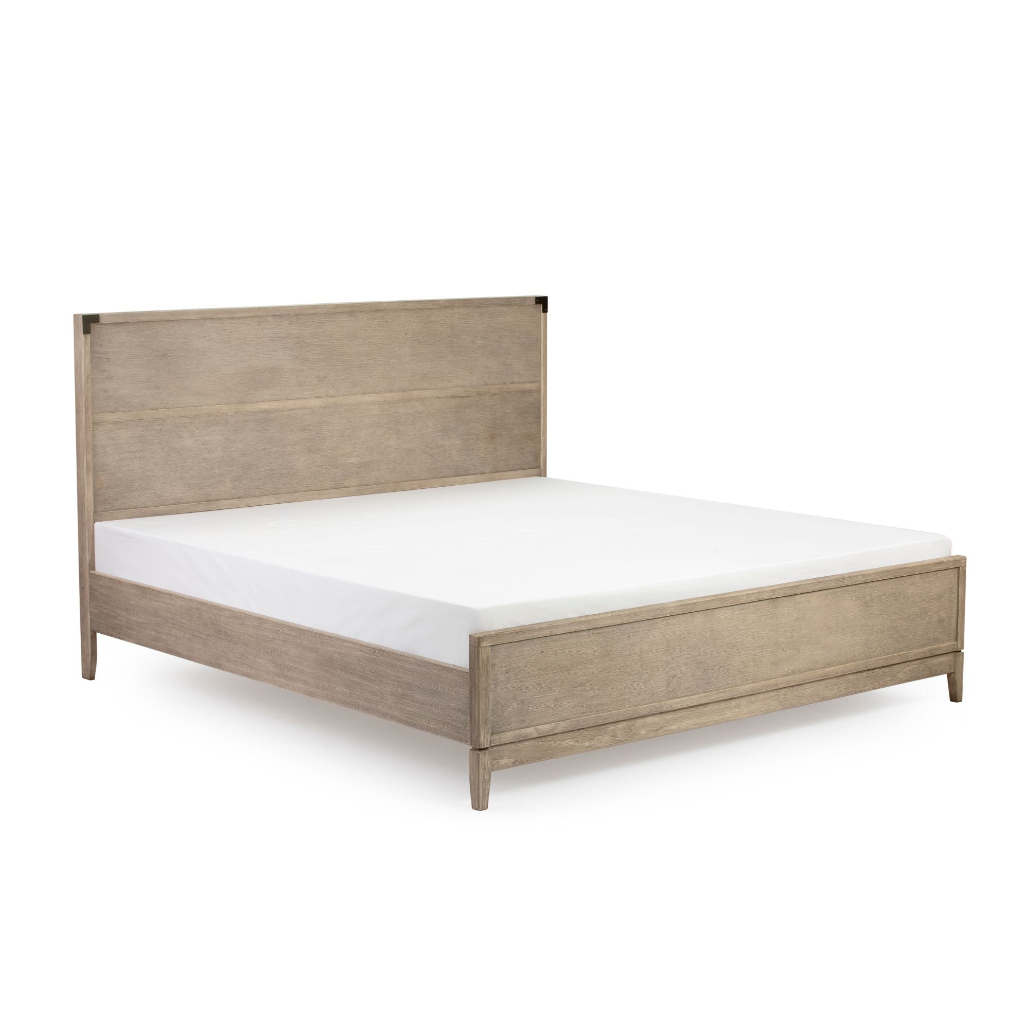 Seashell Wirebrush Pine Wood King Platform Bed with Headboard