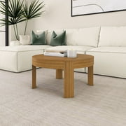 Plank+Beam Solid Wood Contour Round Coffee Table, 30" Coffee Table, Coffee Tables for Living Room, Modern Center Table for Small Spaces, Pecan