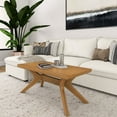 thumbnail image 1 of Plank+Beam Solid Wood Cross Leg Rectangular Coffee Table, 40" Coffee Table for Living Room. Pecan, 1 of 8