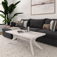 thumbnail image 1 of Plank+Beam Solid Wood Cross Leg Rectangular Coffee Table, 48" Coffee Table for Living Room, White, 1 of 9