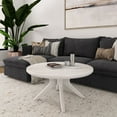 thumbnail image 1 of Plank+Beam Solid Wood Cross Leg Round Coffee Table, 36" Coffee Table for Living Room, White Sand, 1 of 8