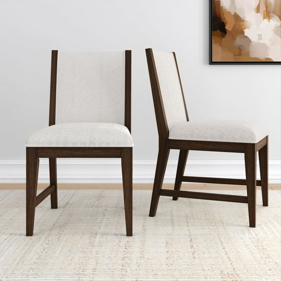 Plank+Beam Solid Wood Dining Chair, Set of 2 Kitchen Chairs with Cushion, Walnut