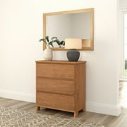 Plank+Beam Solid Wood Farmhouse 3 Drawer Dresser, Pecan Wirebrush