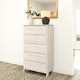 thumbnail image 1 of Plank+Beam Solid Wood Farmhouse 5 Drawer Dresser, Whitewash, 1 of 9
