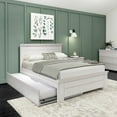 thumbnail image 1 of Plank+Beam Solid Wood Farmhouse Full Bed with Panel Headboard with Trundle, White Wash, 1 of 7