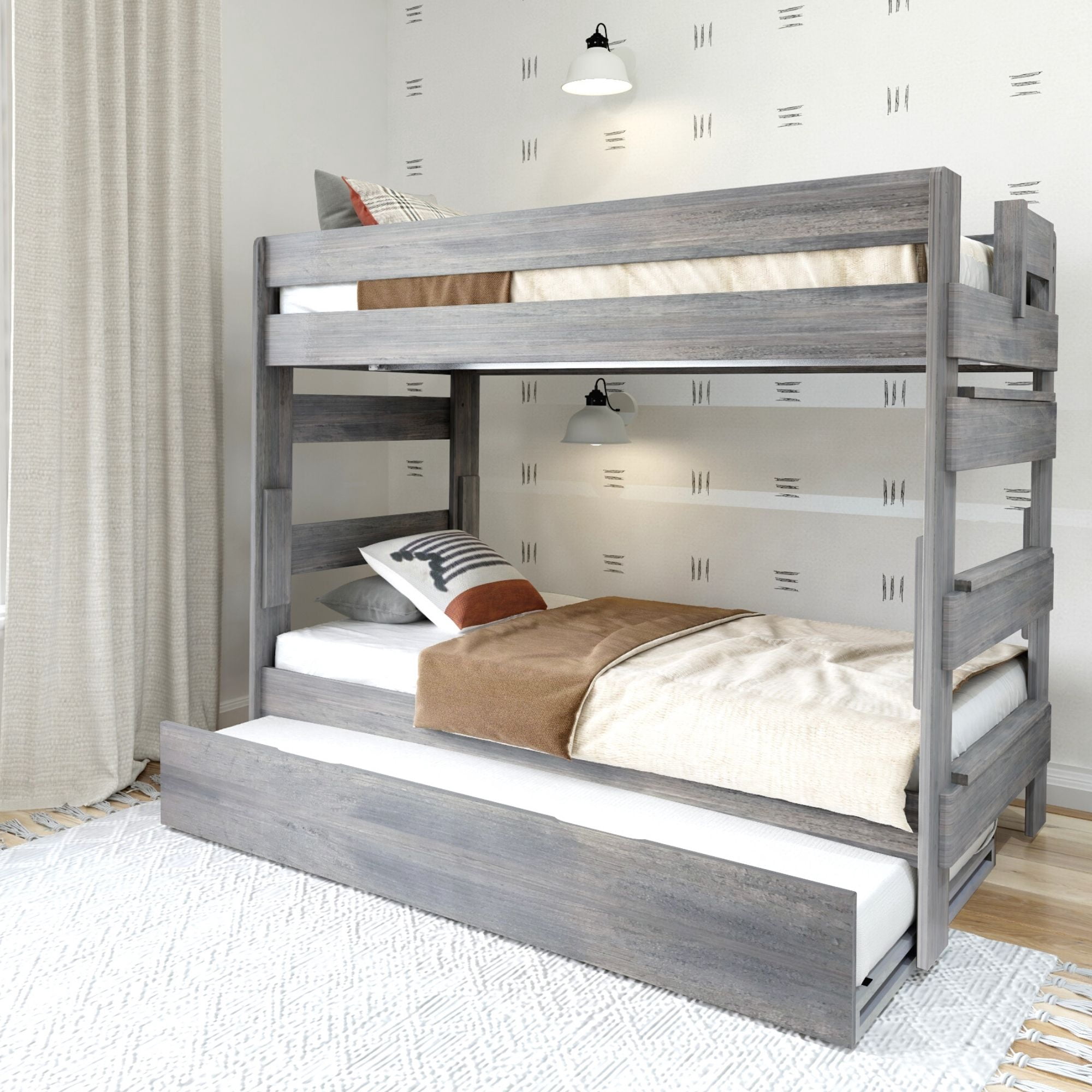 Plank+Beam Solid Wood Farmhouse Twin over Twin Bunk Bed Bed with ...